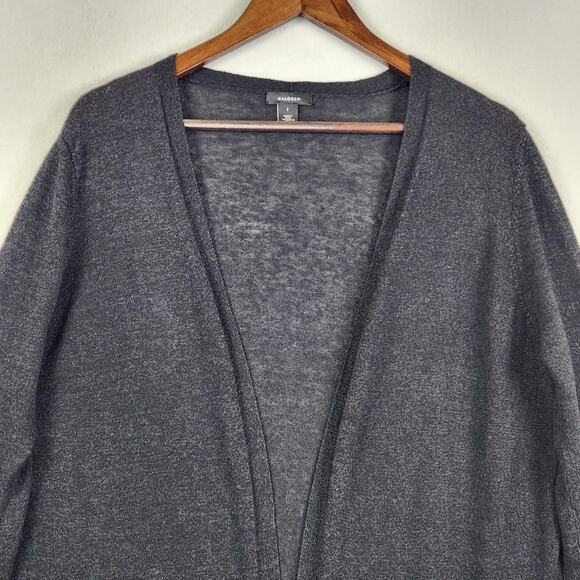 Halogen Linen Blend Open Front Cardigan Women’s SZ LG Navy Blue Long Sleeve EUC - Picture 4 of 11